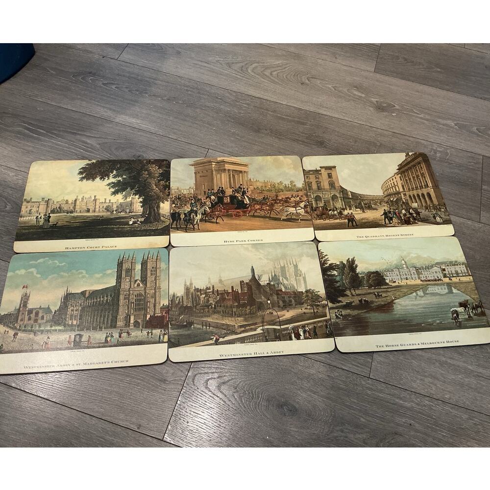 W.J.B Old London Cork Back Placemats Set of 6 Heritage French Country Farmhouse